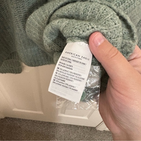 American Eagle Outfitters Green Soft Collared Quarter Button Up Sweater - Picture 5 of 8